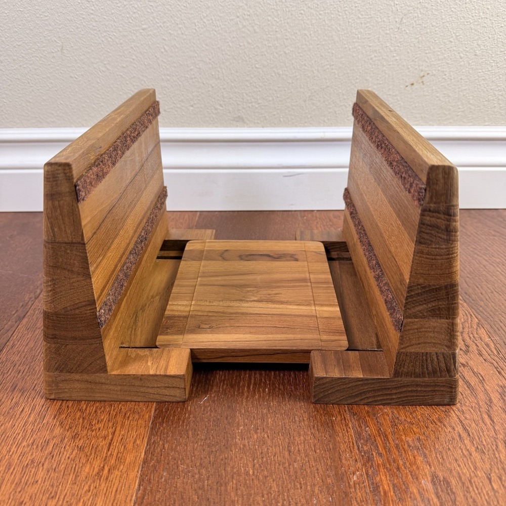 Vintage Kalmar Teakwood Expanding Record Holder Vinyl Storage Media Organizer